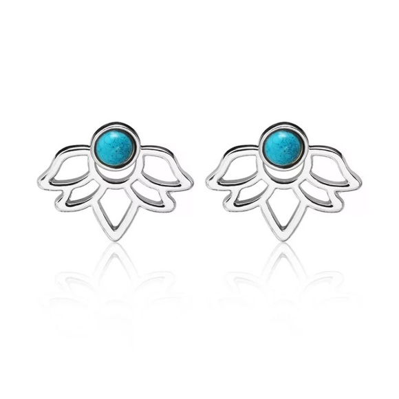 🆕 Lotus Leaf Earring Jacket Studs - Picture 4 of 7